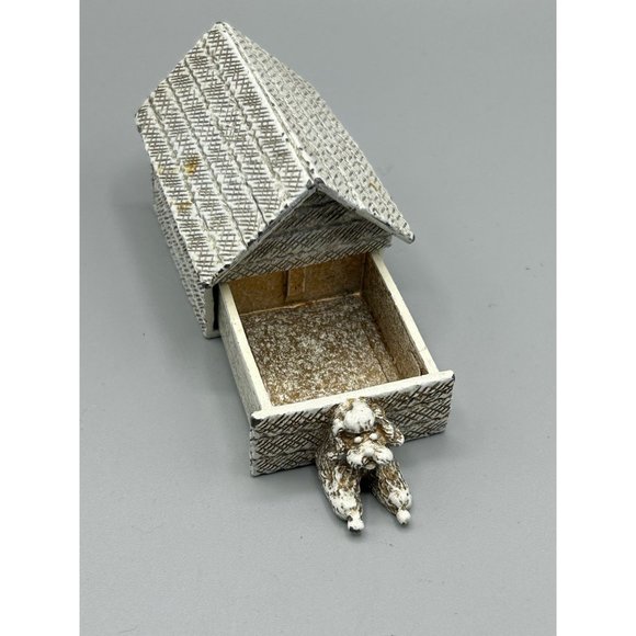 Florenza Dog House Matchbox Holder White Enameled Poodle Dog Vintage Collectible - Picture 6 of 12